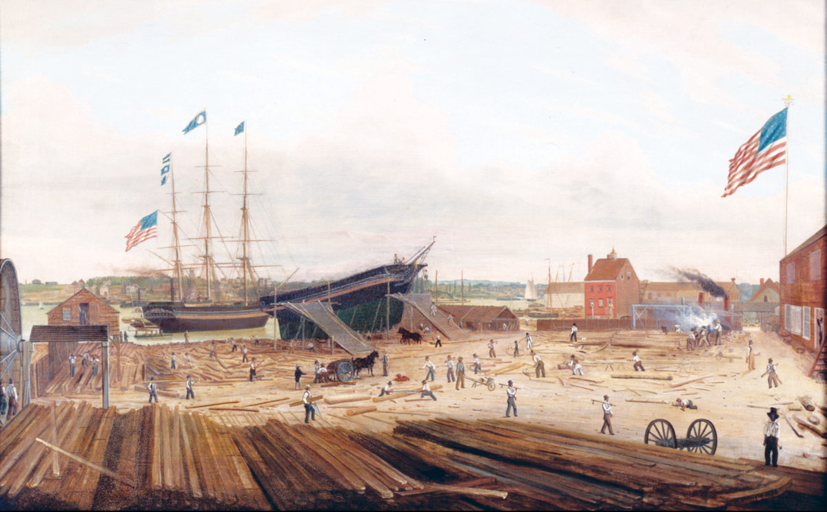 oil painting of harbour