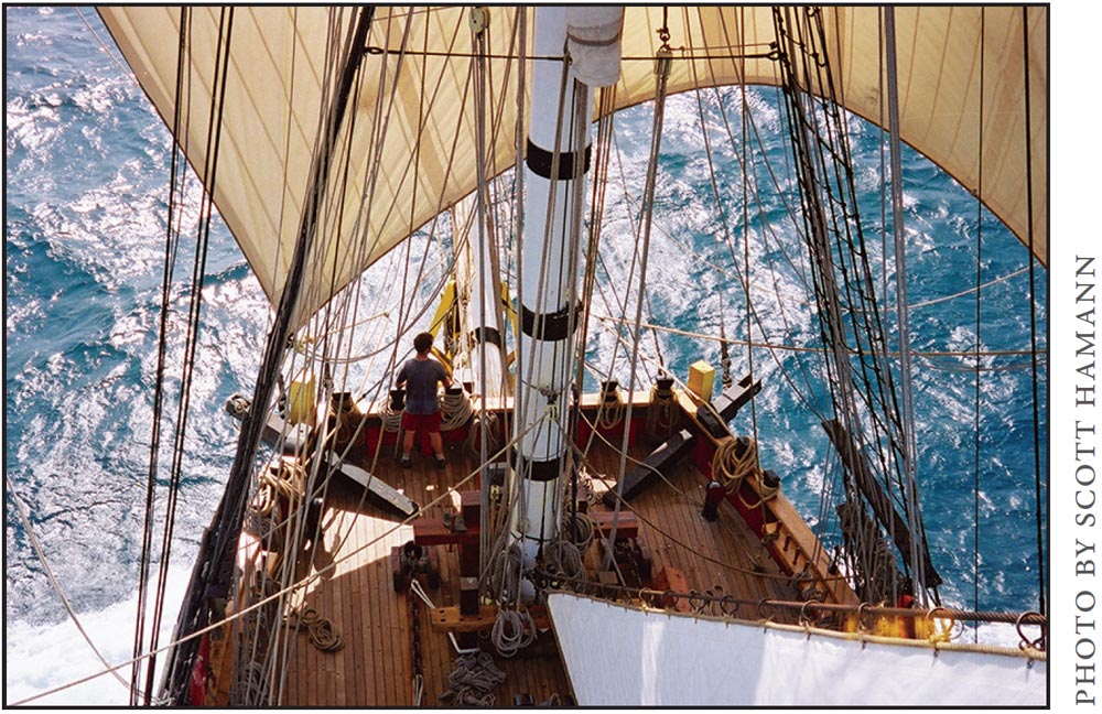 a square-rigged ship